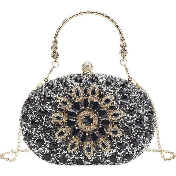 Rhinestone Evening Clutch Satin Crystal Diamond Small Handbag for Weddings